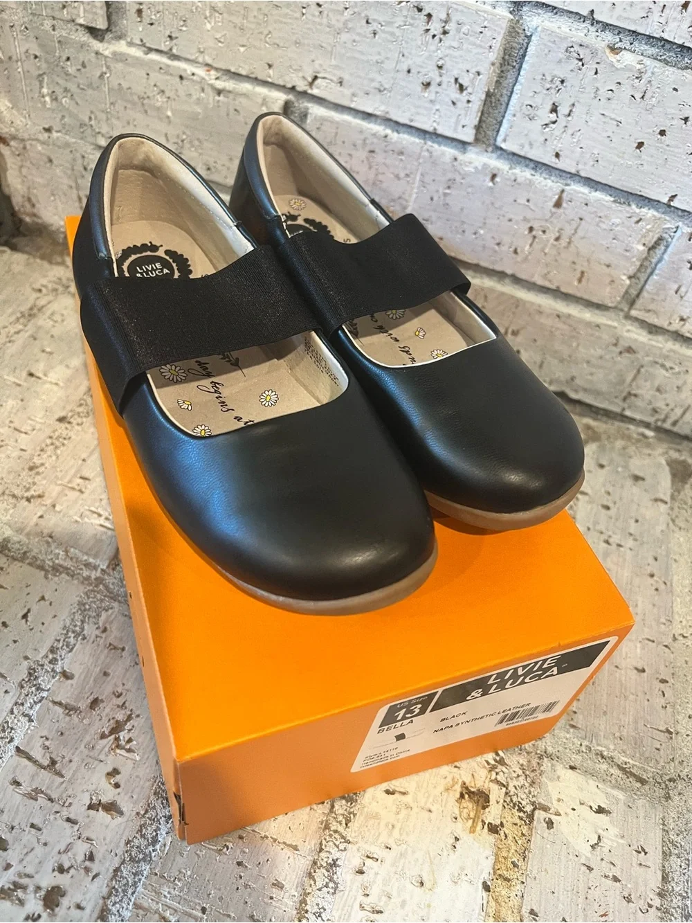 Livie & Luca Bella Black Girls Mary Jane Shoes with Elastic Strap Size 13